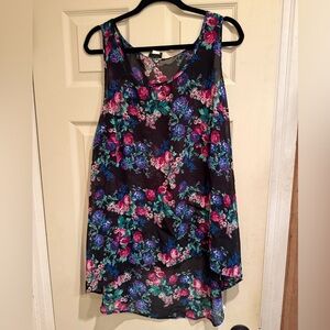Torrid Black Floral Tank Top